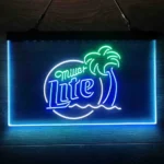 Miller Neon Sign Palm Tree Tree 3 Color 1
