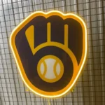 Milwaukee Brewers Neon Sign Ball Mitt Icon 1