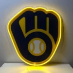 Milwaukee Brewers Neon Sign Ball Mitt Icon 1