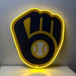 Milwaukee Brewers Neon Sign Ball Mitt Icon 1