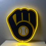 Milwaukee Brewers Neon Sign Ball Mitt Icon 1