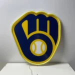 Milwaukee Brewers Neon Sign Ball Mitt Icon 1