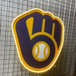 Milwaukee Brewers Neon Sign Ball Mitt Icon 1