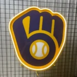 Milwaukee Brewers Neon Sign Ball Mitt Icon 1