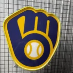 Milwaukee Brewers Neon Sign Ball Mitt Icon 1