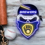 Milwaukee Brewers Neon Sign Skull 1