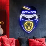 Milwaukee Brewers Neon Sign Skull 1