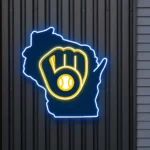 Milwaukee Brewers Neon Sign Wisconsin State Map 1