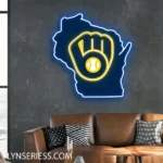 Milwaukee Brewers Neon Sign Wisconsin State Map 1