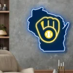 Milwaukee Brewers Neon Sign Wisconsin State Map 1