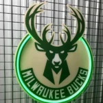 Milwaukee Bucks Neon Sign Curved Team Text 1