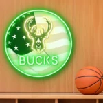 Milwaukee Bucks Neon Sign Us Pennant Acrylic 1