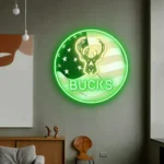 Milwaukee Bucks Neon Sign Us Pennant Acrylic 1