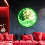 Milwaukee Bucks Neon Sign Us Pennant Acrylic 1