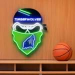 Minnesota Timberwolves Neon Sign Skull 1