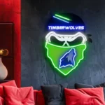 Minnesota Timberwolves Neon Sign Skull 1