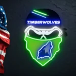 Minnesota Timberwolves Neon Sign Skull 1