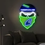 Minnesota Timberwolves Neon Sign Skull 1