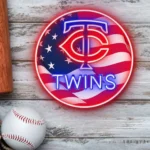 Minnesota Twins Neon Sign Us Flag Acrylic 1