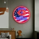 Minnesota Twins Neon Sign Us Flag Acrylic 1
