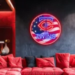 Minnesota Twins Neon Sign Us Flag Acrylic 1