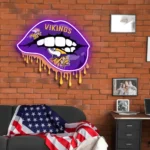 Minnesota Vikings Neon Sign Dripping Lips 1