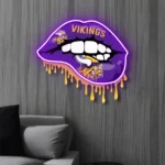 Minnesota Vikings Neon Sign Dripping Lips 1