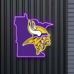 Minnesota Vikings Neon Sign Minnesota State Map 1