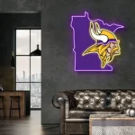 Minnesota Vikings Neon Sign Minnesota State Map 1