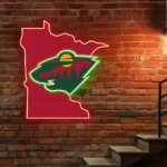 Minnesota Wild Neon Sign Minnesota State Map 1