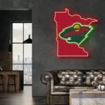 Minnesota Wild Neon Sign Minnesota State Map 1