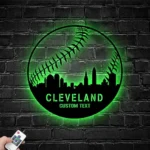 Mlb Metal Sign Custom Cleveland Skyline Baseball 1