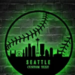 Mlb Metal Sign Custom Seattle Skyline Baseball 1