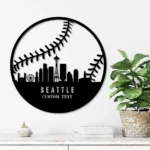 Mlb Metal Sign Custom Seattle Skyline Baseball 1