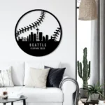 Mlb Metal Sign Custom Seattle Skyline Baseball 1