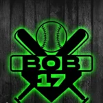 Mlb Metal Sign Hardball Bat 1