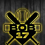 Mlb Metal Sign Hardball Bat 1