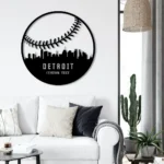 Mlb Metal Sign Personalized Detroit Skyline Baseball Softball Player Name 1