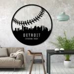 Mlb Metal Sign Personalized Detroit Skyline Baseball Softball Player Name 1