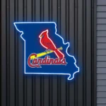 Mlb Neon Sign St Louis Cardinals Missouri State Map 1