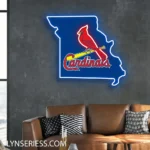 Mlb Neon Sign St Louis Cardinals Missouri State Map 1