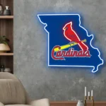 Mlb Neon Sign St Louis Cardinals Missouri State Map 1