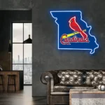 Mlb Neon Sign St Louis Cardinals Missouri State Map 1