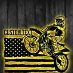 Motorcycle Biker Metal Sign Custom Us Flag Biker 1