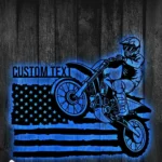 Motorcycle Biker Metal Sign Custom Us Flag Biker 1
