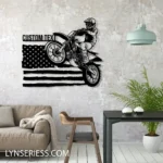 Motorcycle Biker Metal Sign Custom Us Flag Biker 1