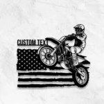 Motorcycle Biker Metal Sign Custom Us Flag Biker 1