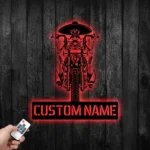 Motorcycle Biker Metal Sign Personalized Mexican Skeleton Rider Name 1