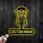 Motorcycle Biker Metal Sign Personalized Mexican Skeleton Rider Name 1
