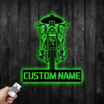 Motorcycle Biker Metal Sign Personalized Mexican Skeleton Rider Name 1